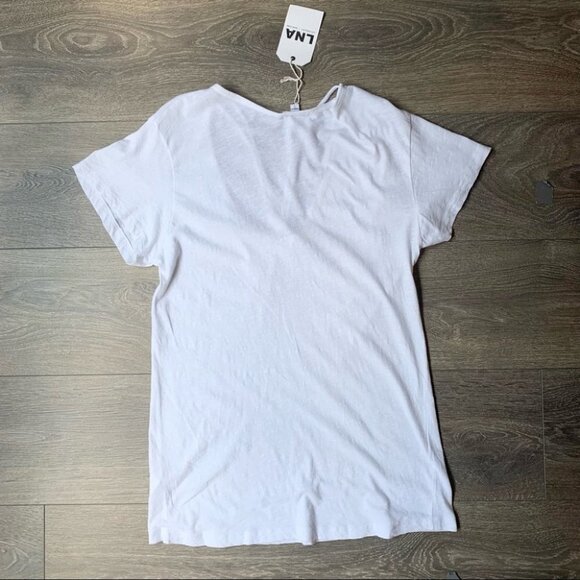 LNA Double Strap Tee T-Shirt Top White Short Sleeve V-neck Cotton Size XS - Picture 6 of 9